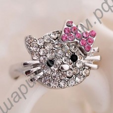 Кольцо lovely crystal bow cat ring